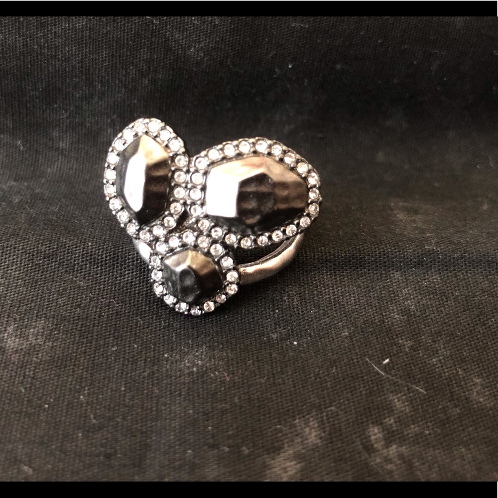 Black, white and silver Lia Sophia ring.